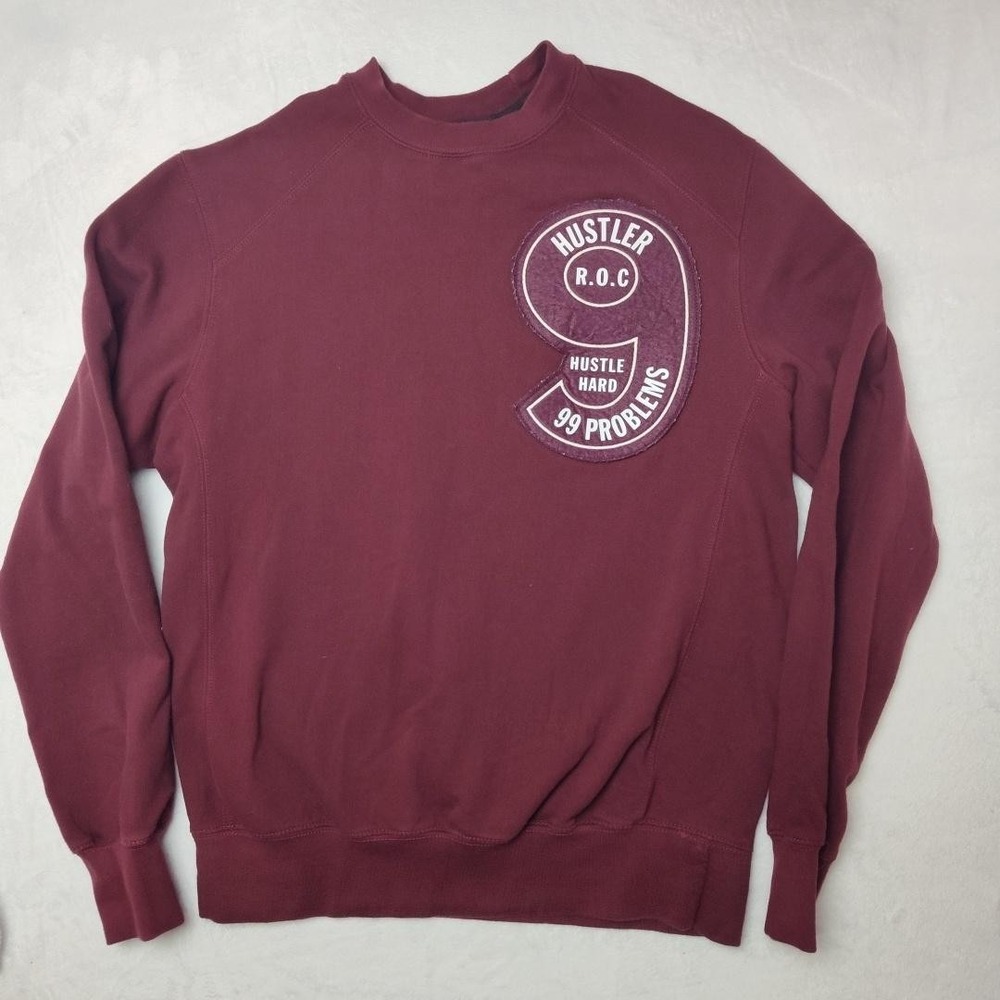 Rocawear Sweatshirt Mens Medium Maroon Hustler 9 99 Problems Graphic Crewneck